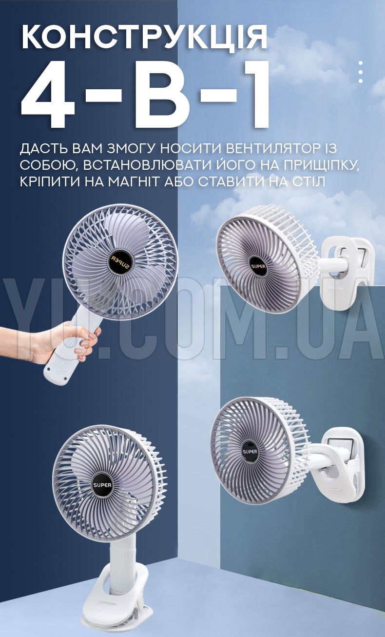 Переносний вентилятор з підставкою Mini Fan WX 6509 Переносний вентилятор з підставкою Mini Fan WX 6509